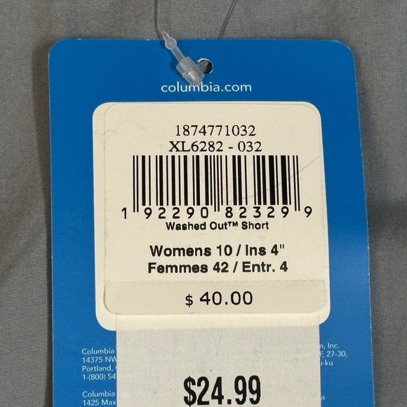 NWT Columbia‎ Women Size 10 Washed Out Gray 4" Inseam 32" Waist Flat Front $40 - Picture 3 of 11